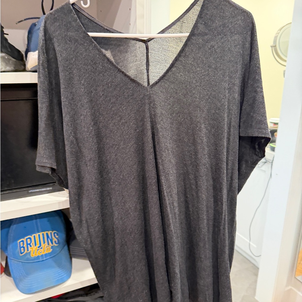 Vince Charcoal V-Neck Short Sleeve Top
